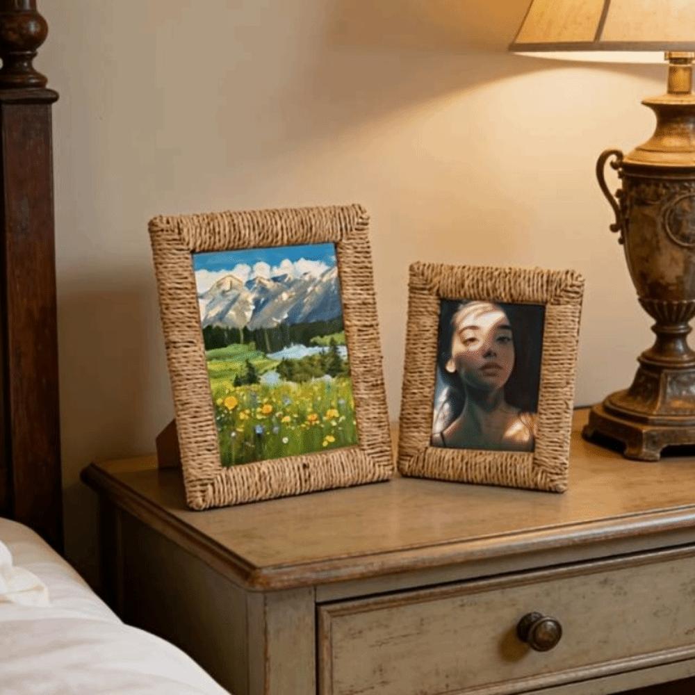 Handmade Woven Photo Frame Rustic Tabletop Photo Frame Picture Frame Ornaments  Birthday Parties