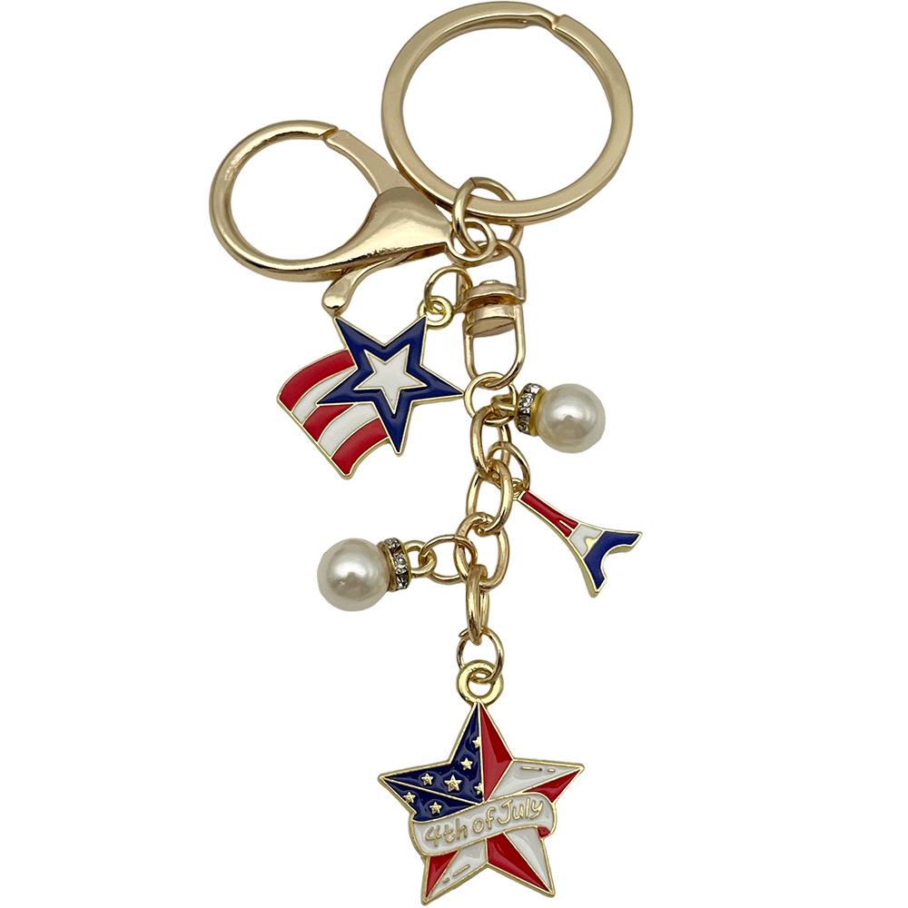 Independence Day Flag Heart & Star Earrings Keychain Pendant