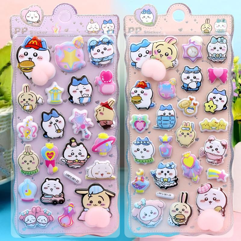 Loong Puni Puni Butt Sticker 3D Marshmallow Fluffy Mochi Squishy Notebook Decoration 2 Sets
