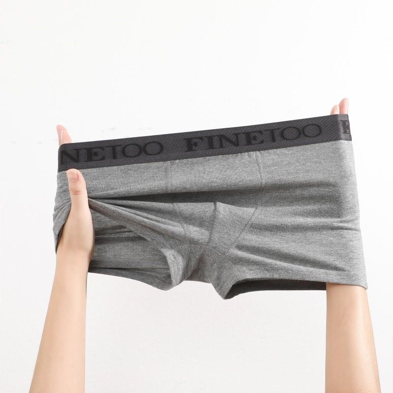 FINETOO Men Pure Cotton Boxer Brief Soft and Breathable Underwear Sweat Absorbing and Antibacterial Panties S-XXL