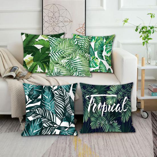 

Fashion Pillow Sham Soft Texture Dustproof Long Lasting Decorative Palm Leaves Pillow Sham