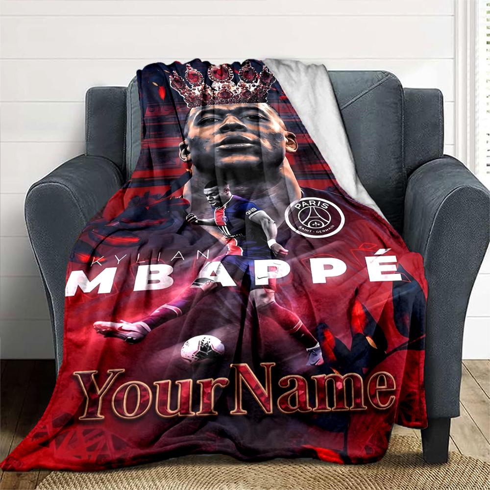 Mbappe Personalized Text Blanket Multi-purpose Customizable Blanket Soft & Cozy Perfect for Home Decor Picnics Seaside Bedding for All Occasions