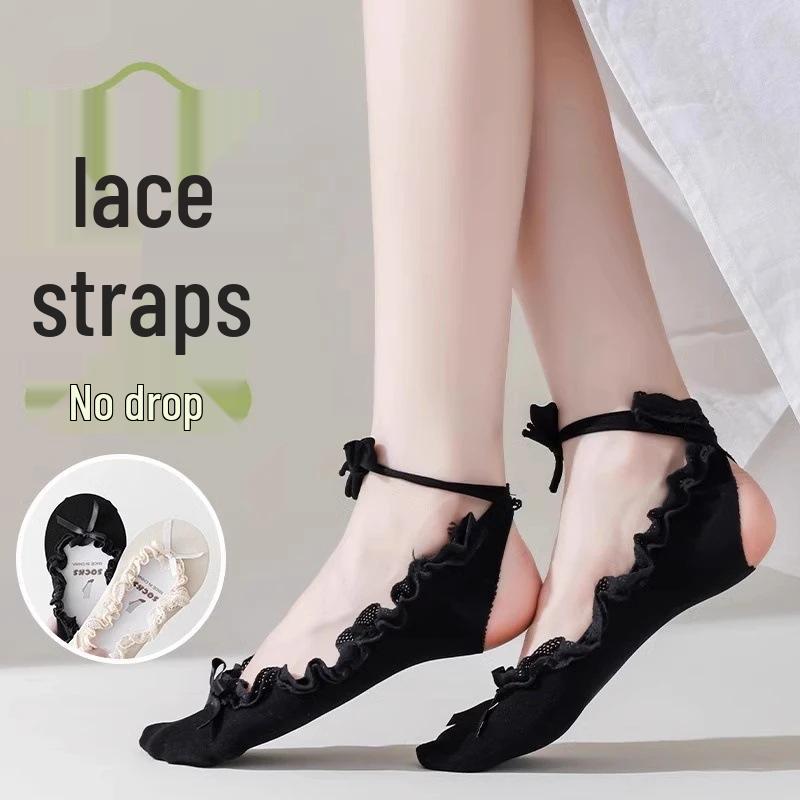 New Arrival: Summer Lace Bow Boat Socks - Japanese Style, Frilly Edge, Ballet Invisible Design