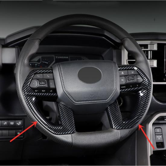 For Toyota Tundra  Steering Wheel Trim 2pcs ABS Carbon Fiber