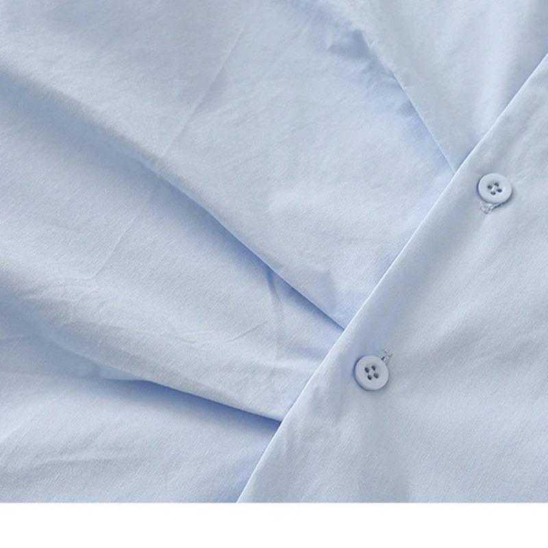 Spring Summer Women Cropped Shirt Side Twist Detail Button Down Long Sleeve Casual Chic Blouse Tops