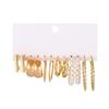 Yousheng 6 Pairs Women Hoop Earrings Simple Geometric C-shaped Twisted Faux Pearl Assorted Earrings Fashion Accessories Gift