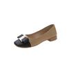 Fashion Soft Soled Low Heeled Women's Small Leather Shoes, Women's 2025 Summer New Item, One Foot Shallow Mouth Flat Sole Single Shoe