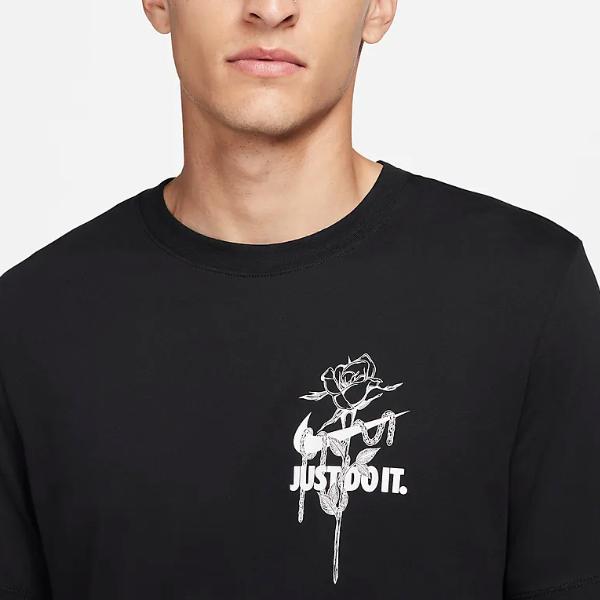 Nike Dri-FIT Logo Print Ribbed Crew Neck Sports Short Sleeve T-Shirt Men Tops Black FN0856-010