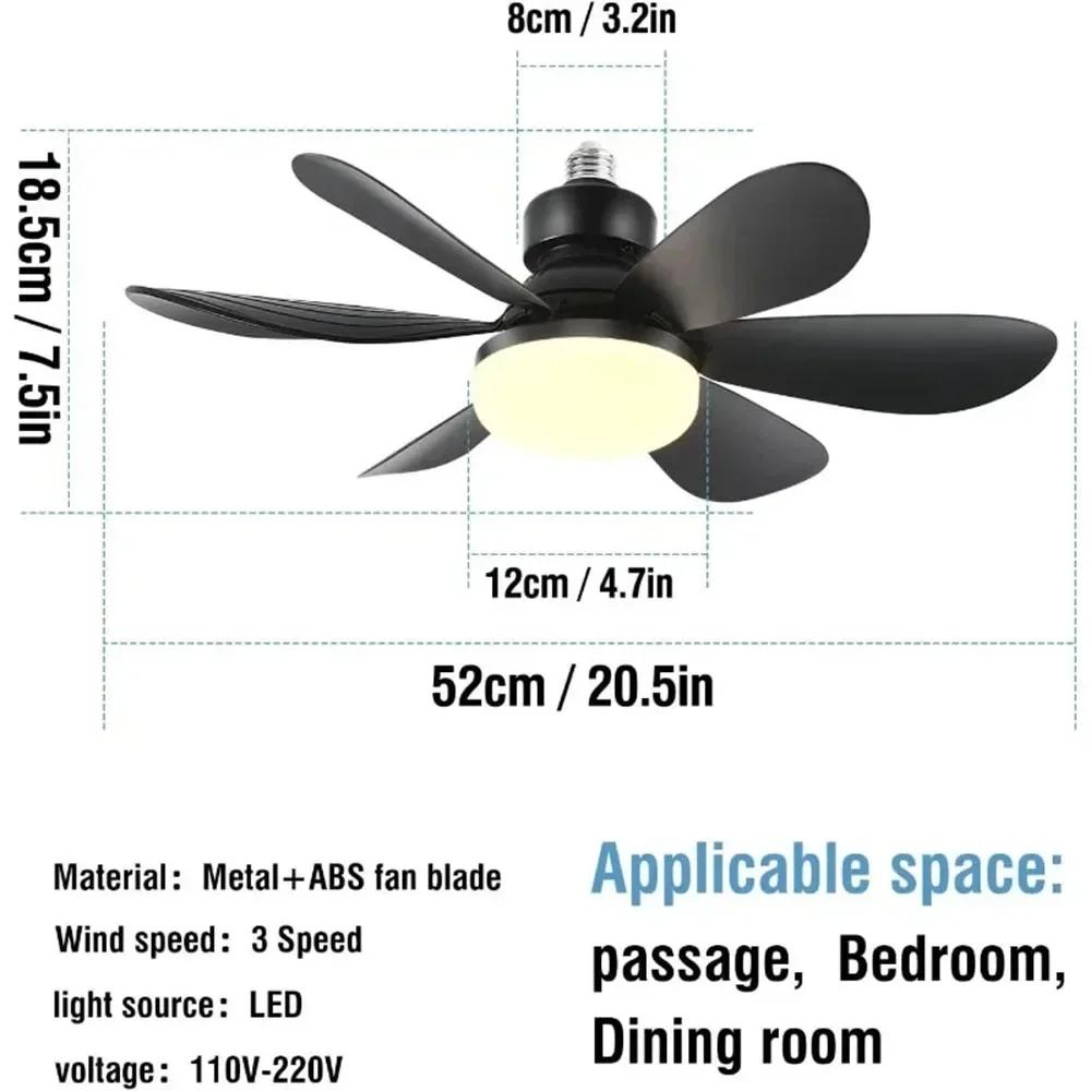 E27 Base LED Ceiling Fan Light with Remote Control 3 Color Lights Dimmable Lamp for Living Room Home Decor