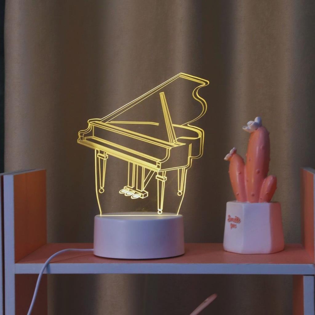Piano 3D night light, bedroom and study atmosphere decoration USB warm color light, Thanksgiving, holiday gift for friends.