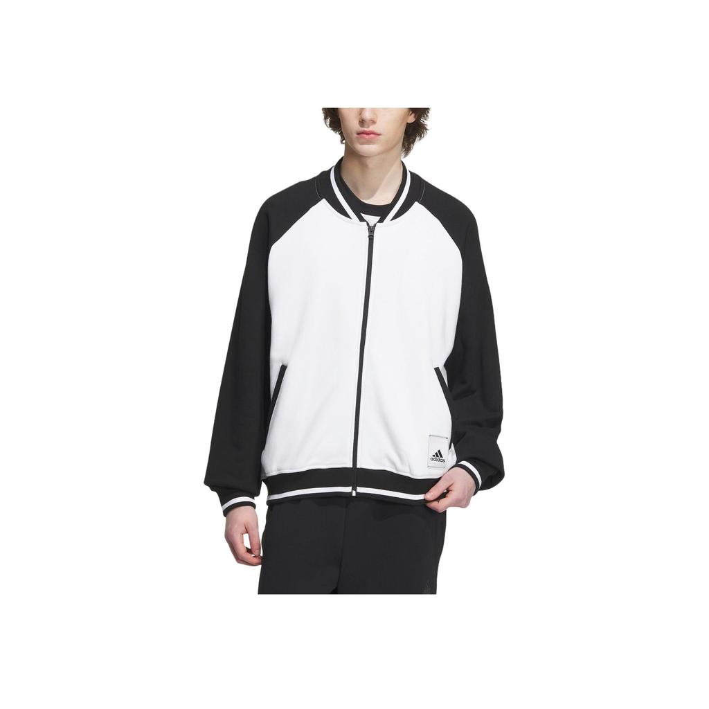 Adidas Letter Print Sports Casual Bomber Jacket Unisex Jacket White IT6399