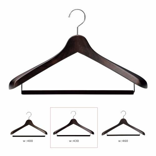 Nakata Hanger - Made In Japan: Set of 5 Wooden Men's Suit Hangers with Felt Bars, Smoke Brown, SET-01 (430mm)