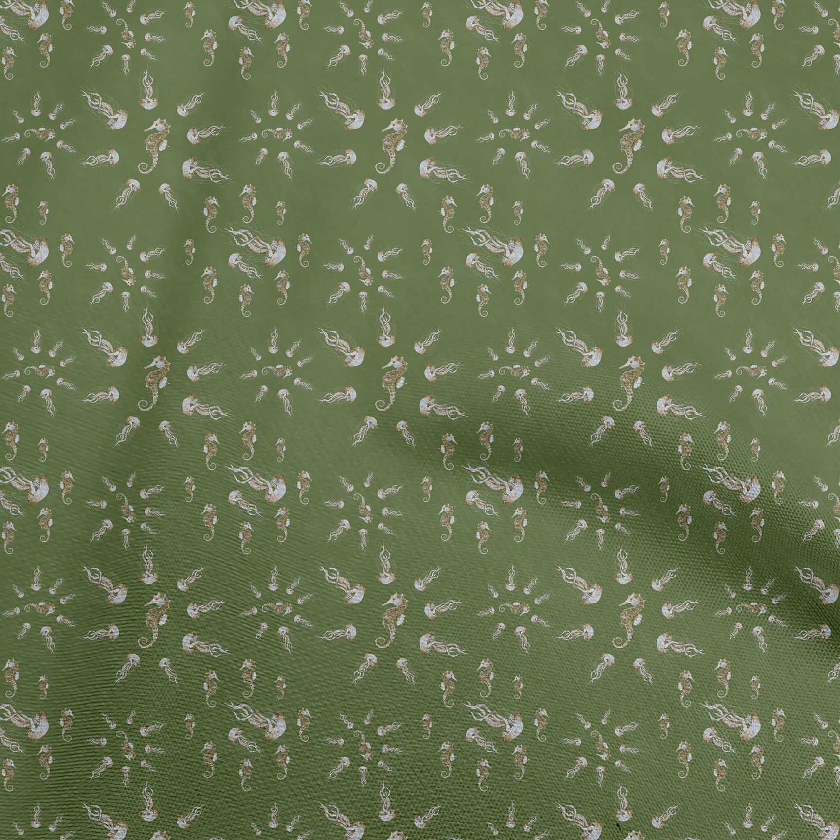 

oneOone Cotton Flex Dark Teal Green Fabric Sea Craft Projects Decor Fabric Printed By The Yard 40 Inch 42 Inch Wide - Viscose Chiffon зелений