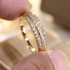 Cubic Zirconia Dazzling Threerow Finger Rings For Women Elegant Gold Color Promise Ring Wedding Band Jewelry Gift