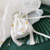 Tassel Embroidery Flower Handbag Chinese Style Floral Bucket Bag Hanfu Silk Drawstring Bag  Travel