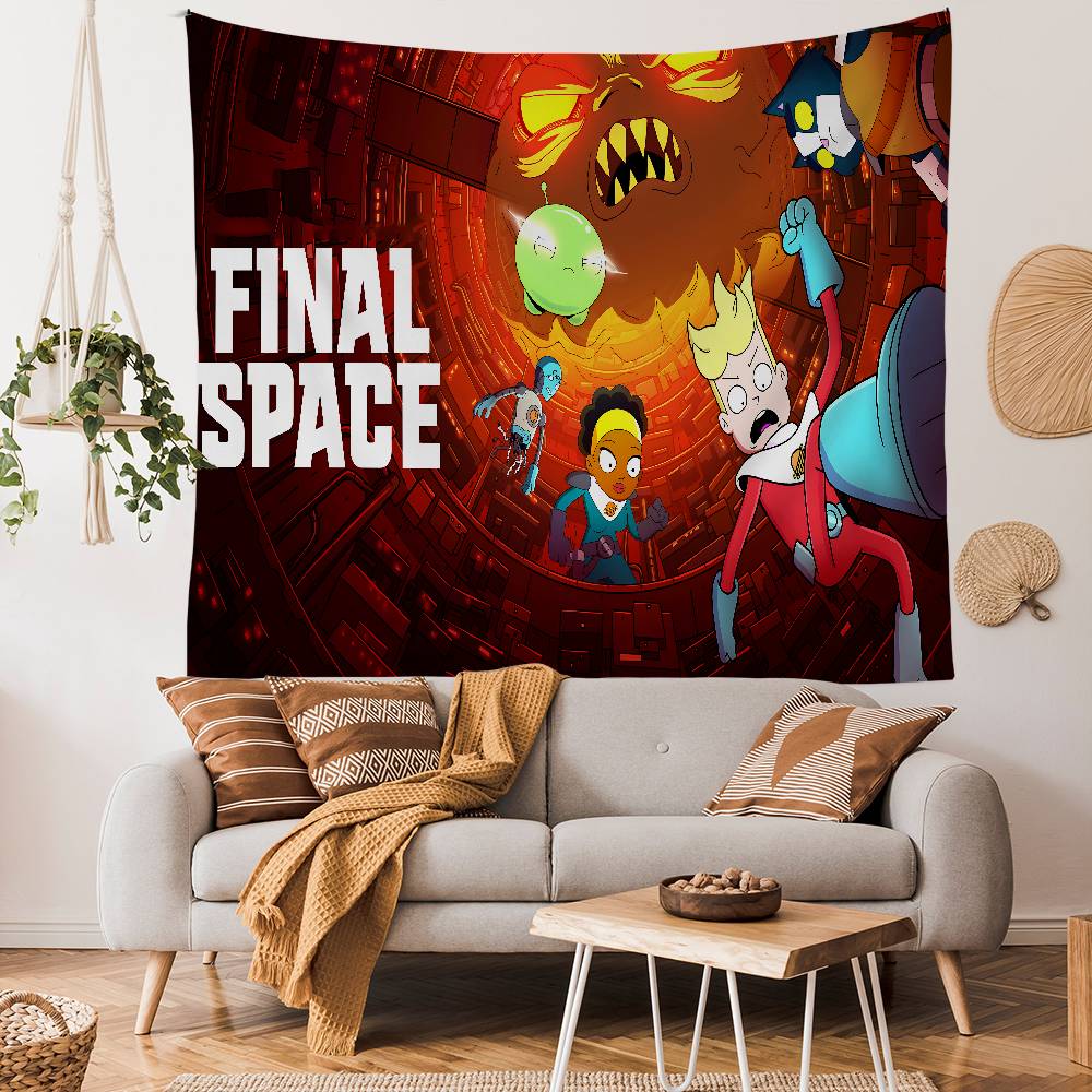 FFinal Space Anime Anime Tapestry Hanging Tarot Hippie Wall Rugs Dorm Home Decor