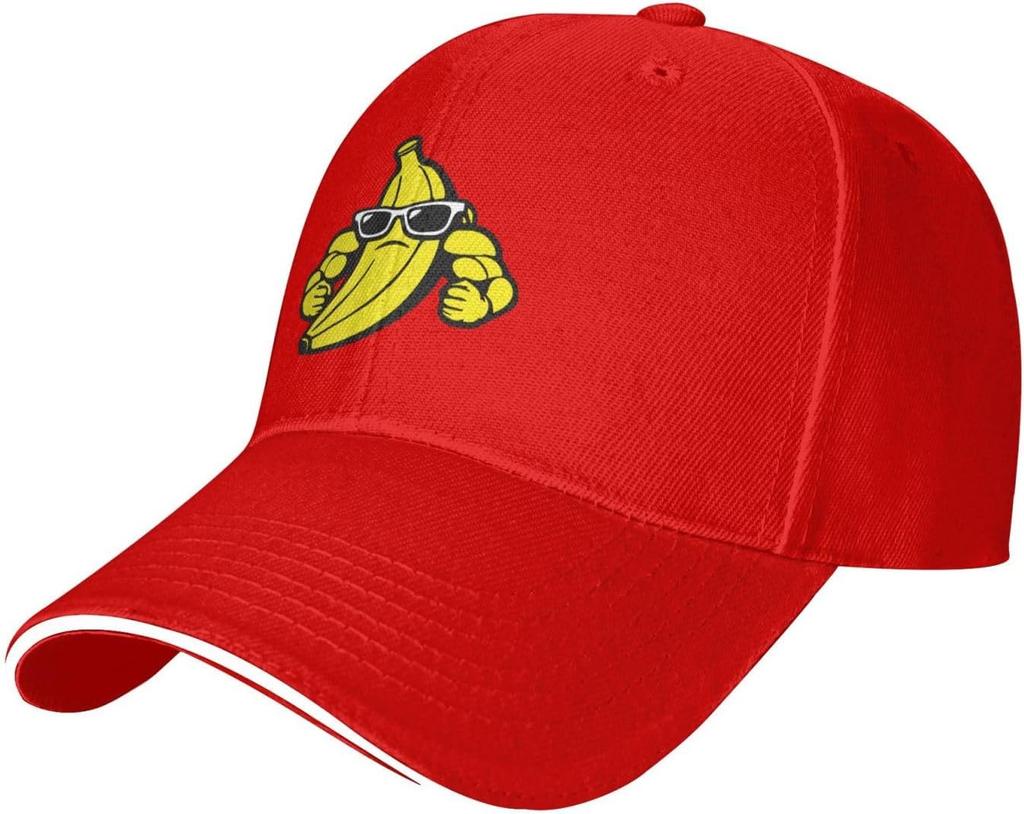 Muscular Banana Cool Graphic Baseball Cap Adjustable Polyester Casual Dad Hat for Men Women