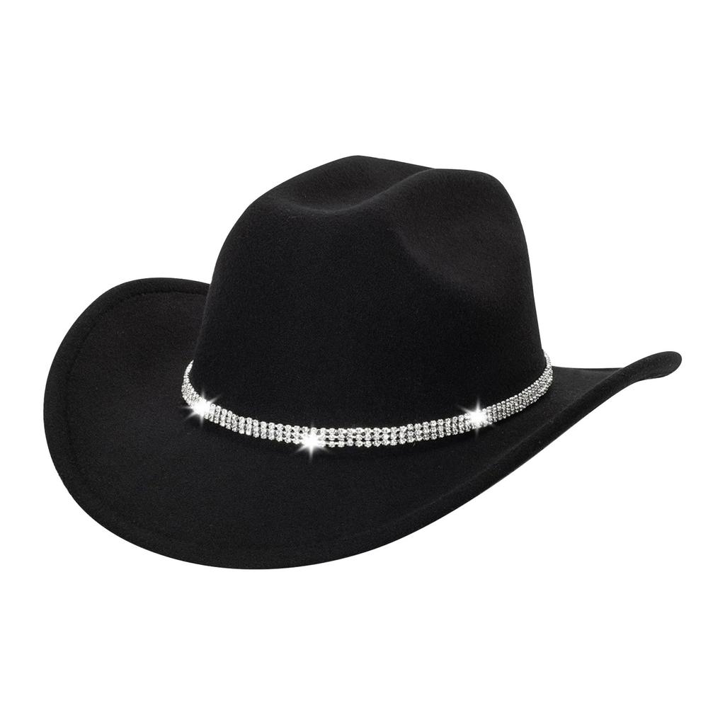 Black Bride Cowboy Hat, Western Party Hat, Bachelorette Jazz Hat For Music Festival & Costume Party