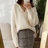 Hirsionsan Herbst Einfache Grund Kaschmir Jumper Frauen Casual Solide V-ausschnitt Pullover Weibliche Lange Hülse Lose Faul Gestrickte Pullover