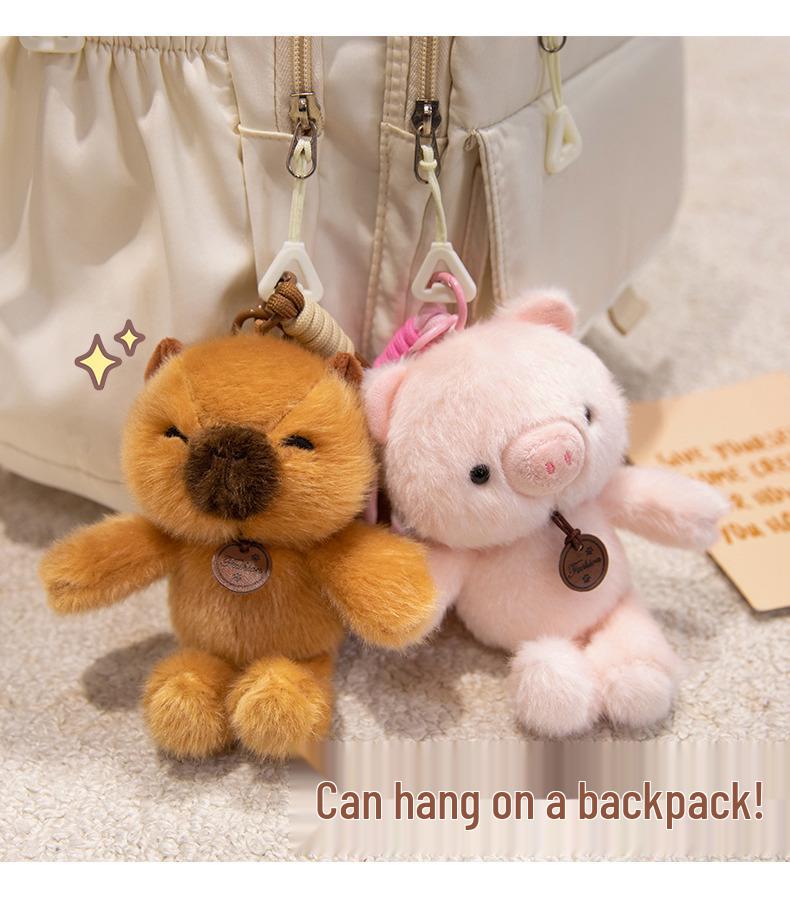 Multicolor Animal Plush Toy Charm: Panda, Sloth, Kitten, Duck, Pig, Raccoon - Small Pendant Bag Accessory