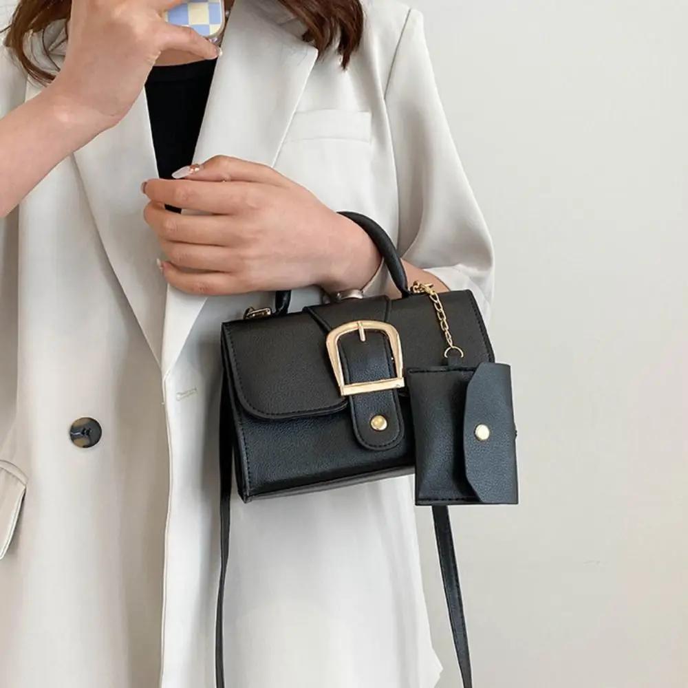 

Маленькие модные сумки и кошельки Женские сумки через плечо Повседневные сумки-раскладушки с косым верхом Сумки через плечо Квадратные сумки чёрный