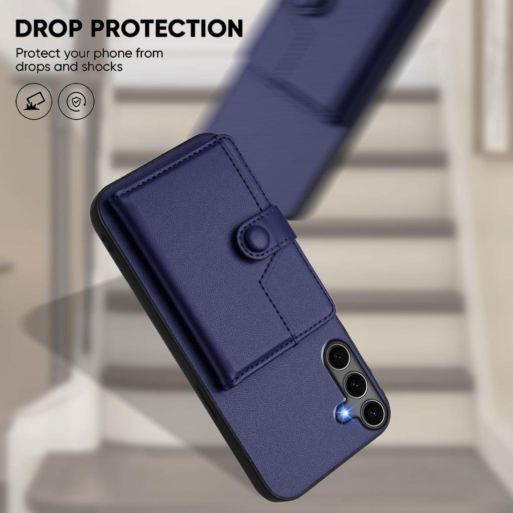For Samsung Galaxy S25+ Case RFID Blocking Card Holder Kickstand TPU + PU Leather Phone Back Cover