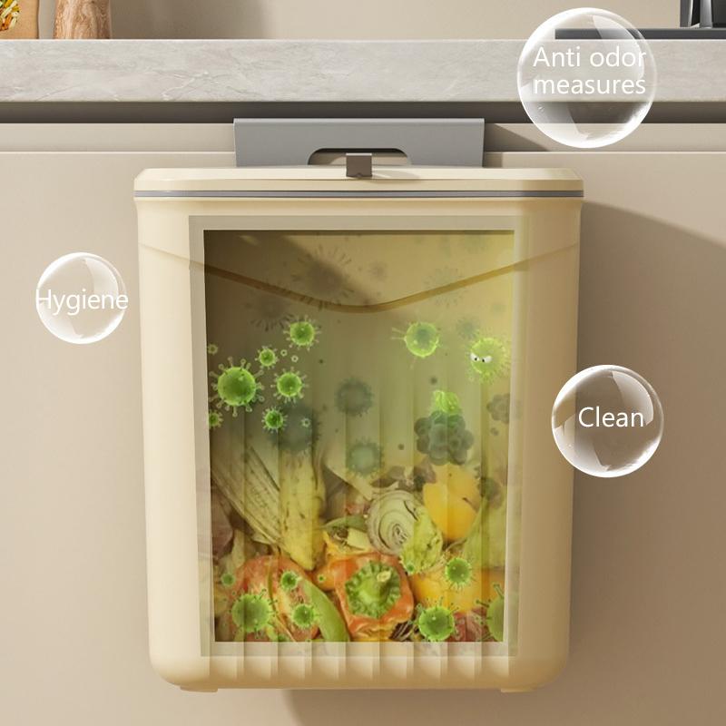 Bathroom Press Trash Can With Lid Wall Mounted Hanging Garbage Bin Waterproof Narrow Seam Rubbish Bin Toilet Wastebasket