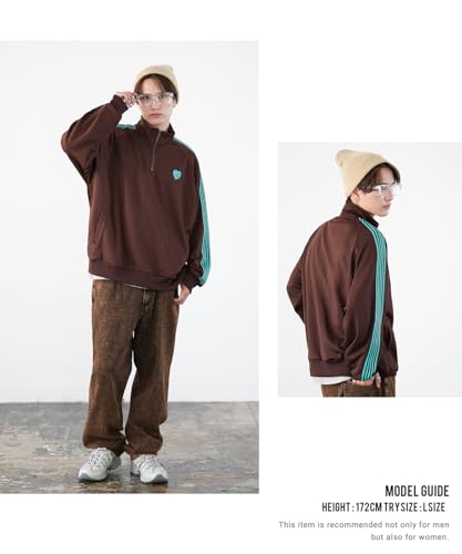 [IMPROVES] [SIDEWAYSTANCE] Embroidered One-Point Line Jersey Long Sleeve Half-Zip Jacket