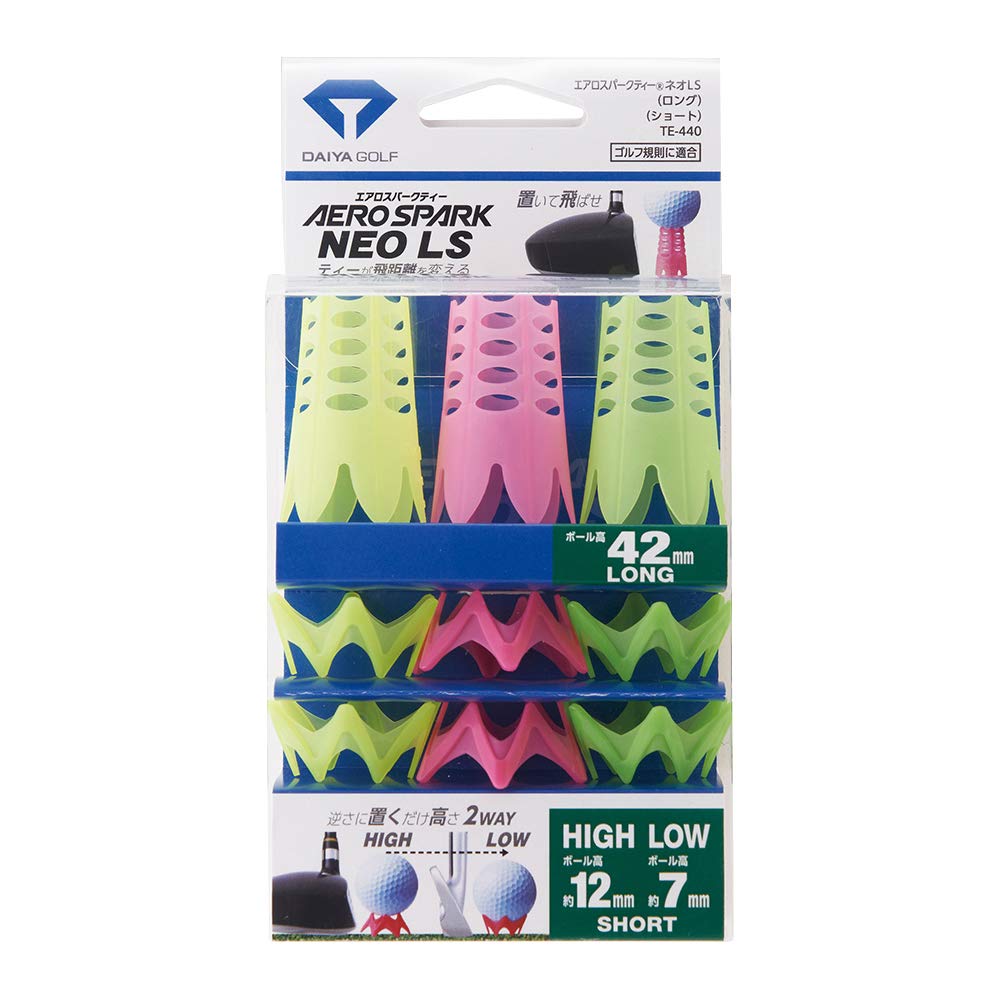DAIYA GOLF Aero Spark Tee Neo LS FF TE-440 Yellow/Green/Pink
