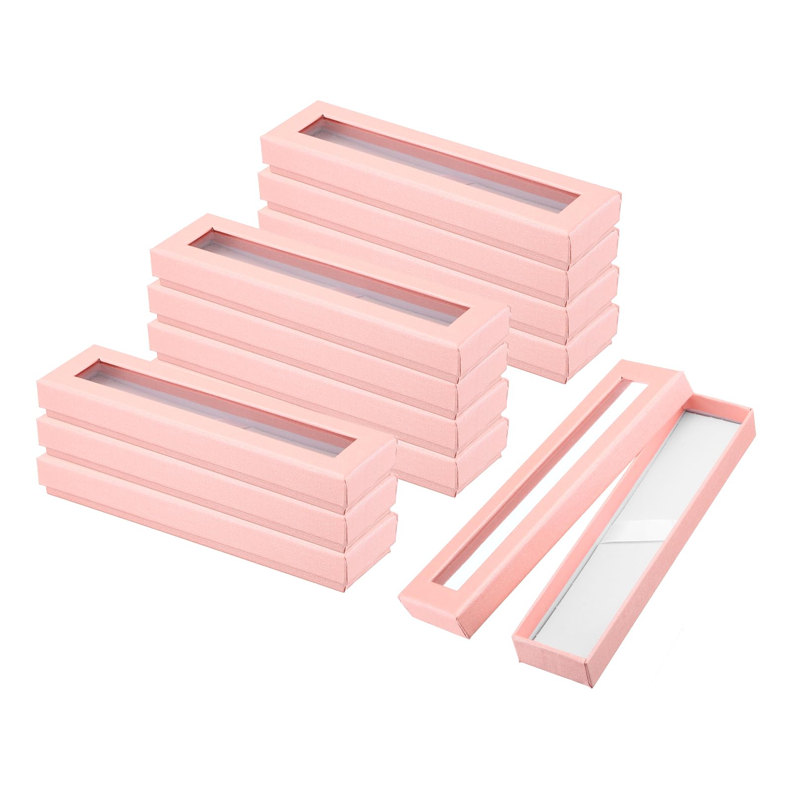 

PATIKIL Подарочная картонная коробка для пустой ручки с прозрачной витриной для презентации ручки для шариковой ручки для бизнеса, офиса, розовая коробка из 12 штук, с окошком, для карандашей, розовый