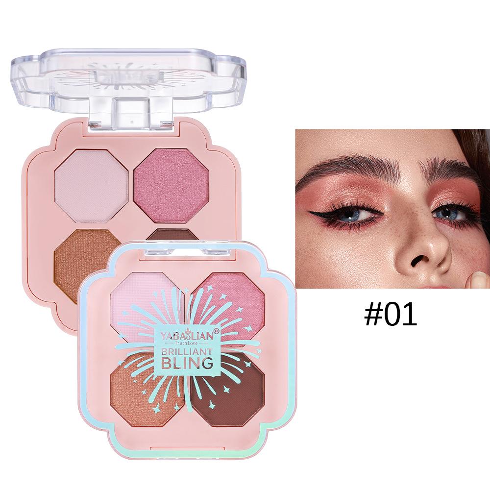 4 Colors Four-leaf Clove Eyeshadow Palette Professional Highlight Shimmer Brightening Long Lasting Eye Shadow Eye Makeup Eye Cosmetic