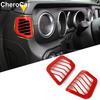 2Pc Red Dash AC Air Vent Outlet Trim Cover Bezel Overlay For Jeep Wrangler JL/JT