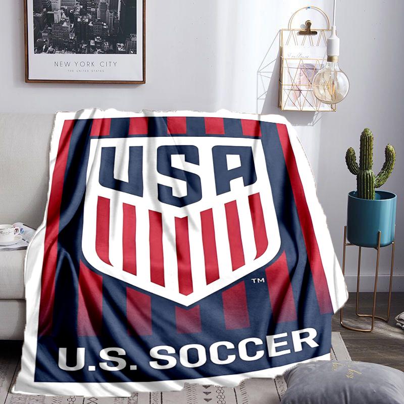 Usa Soccer Emblem Blanket Flannel Throw for Sofa, Indoor, Camping, Living Room, Office, Chair, And Bed Soft Birthday Gift
