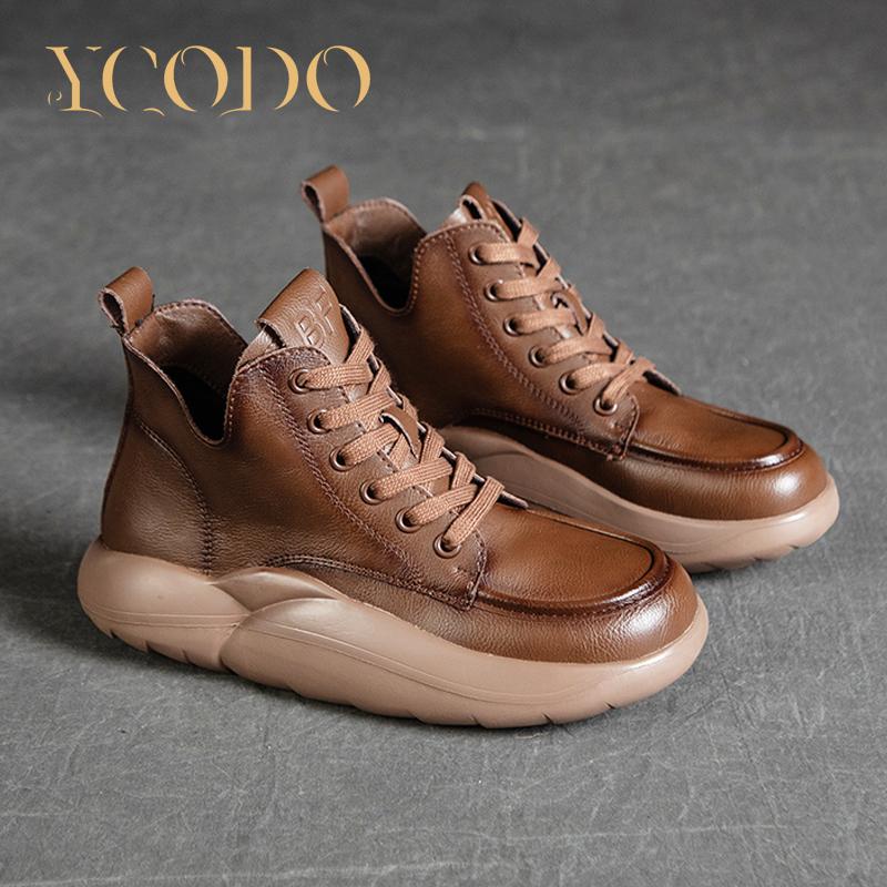 Natürliche Leder Stiefeletten Frauen Mode Casual Flache Mädchen Student Schuhe