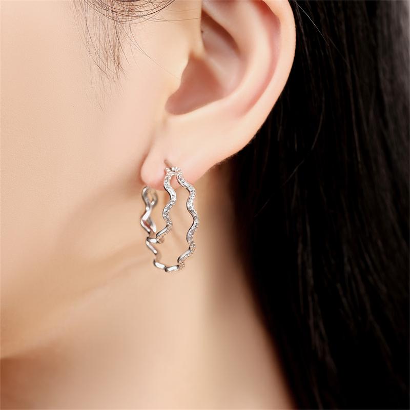 925 Silver Hoop Earrings Simple Silver Heart Shape Earrings For Women Engagement Wedding Party Birthday Jewelry Gift