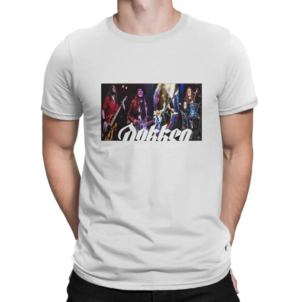 The American Hard Rock Band Formed In 1976 T-Shirt for Men Dokken Fashion Pure Cotton Collar Short Sleeve T Shirt