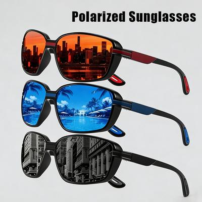 Occhiali da Sole Sportivi Polarizzati con Montatura Quadrata Retrò Donna Uomo Ciclismo Escursionismo Viaggi all'Aperto Protezione UV400 UV Occhiali alla Moda