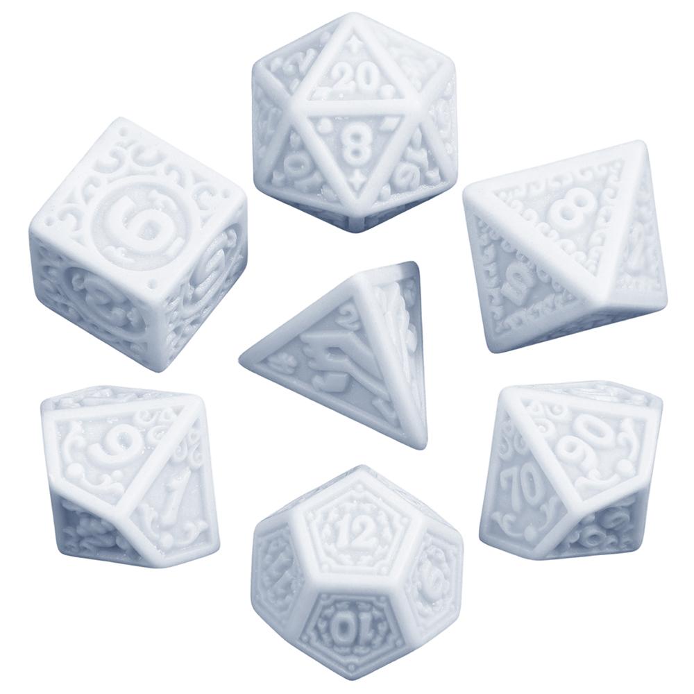 7pcs Polyhedral Dice Set with Tube Textures Pattern Dice Roll Playing Game for Entertainment/Party Game/Education/Gift