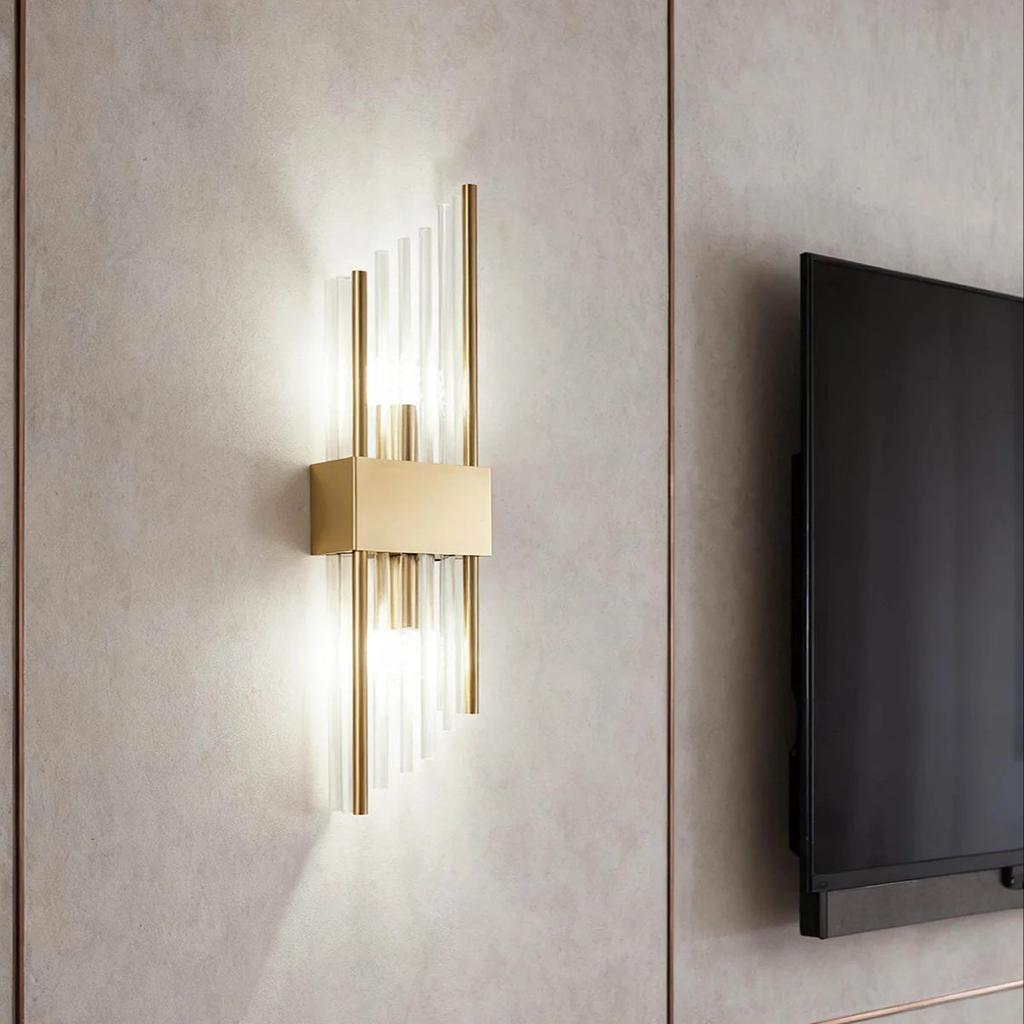 LED Stainless Steel Beveled Glass Wall Sconce for Hallway, Study and Bedroom Home Decor, Bedside Lamps, Decorative Lamps