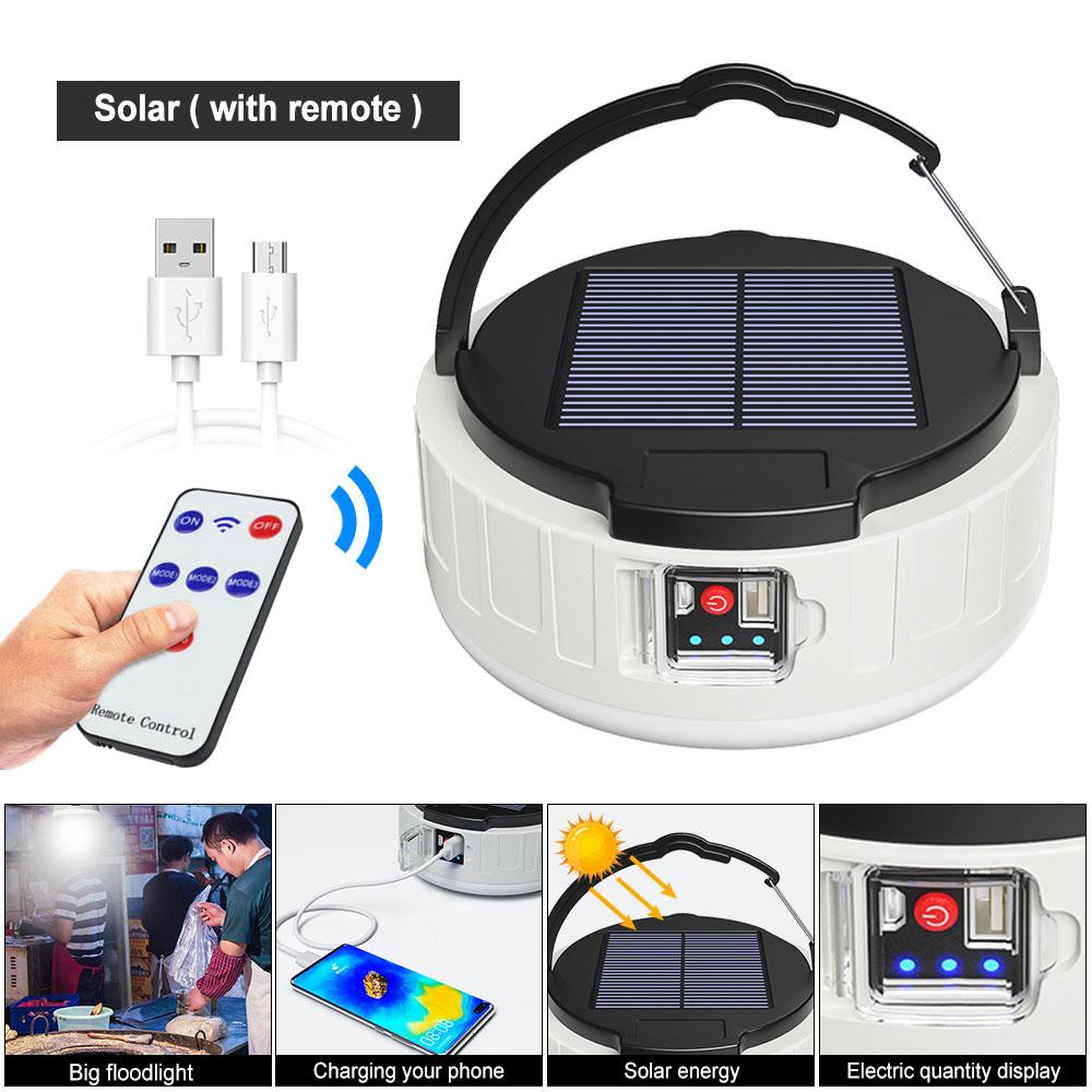 10W Solar Backpacking Hiking Light with Remote Control USB Charging Waterproof IP65 Emergency Camping Tent Light AS Mobile Power