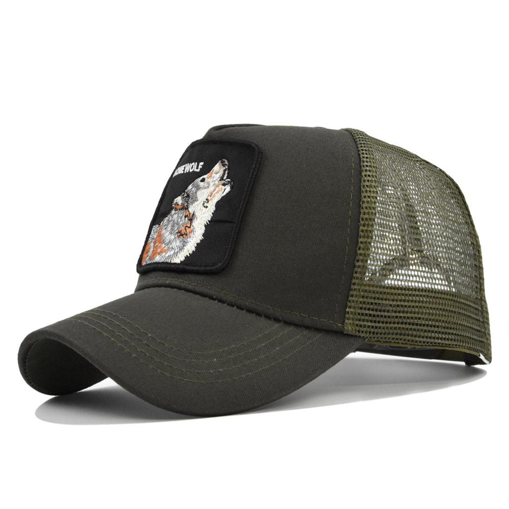 Animal Baseball Embroidered Cap Wolf Pattern Mesh Cap In A Variety Colors Of