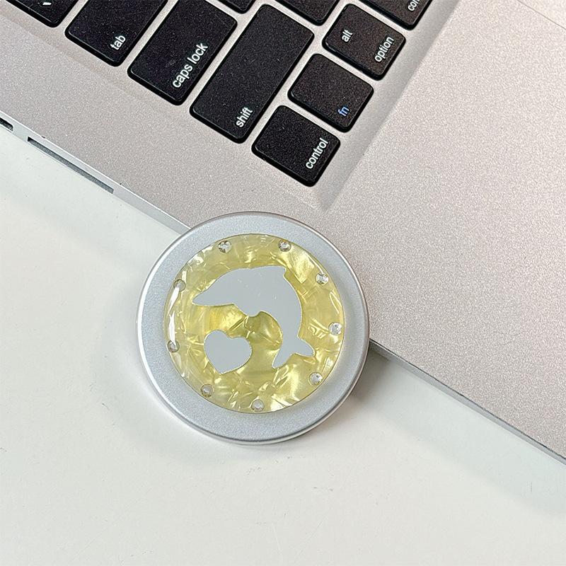Rhinestone Dolphin Heart Mirror Magnetic Phone Holder - Stylish Desktop Accessory for Women