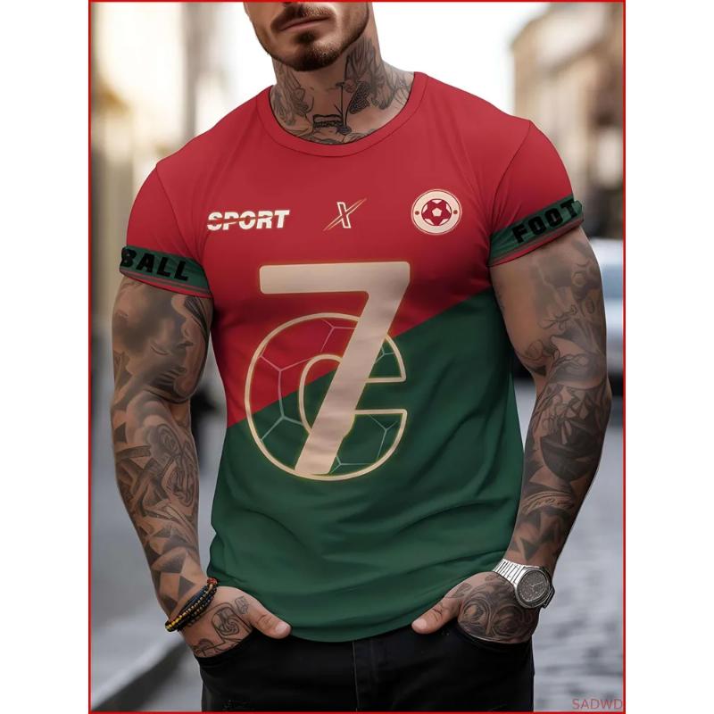 Modisches Herren-Rundhals-Kurzarm-3D-Casual-Farbprint-Casual-Kurzarm-Rundhals-T-Shirt