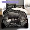 Viking Longship Pattern Bedding Home Decoration Birthday Gift (1 * duvet cover + 2 * pillowcase, without core)