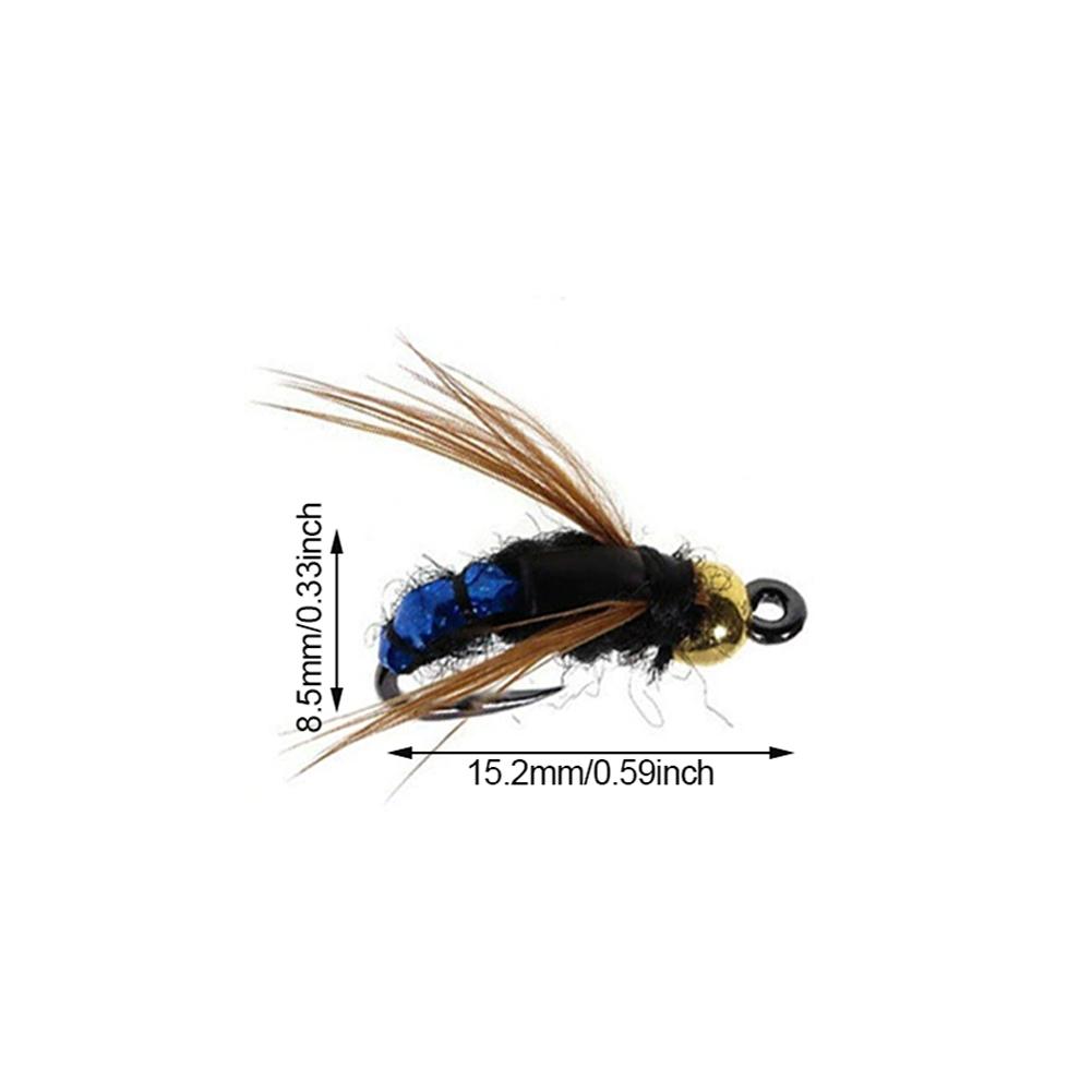 5/10pcs Fly Shape Fishing Bait Lures with Box Artificial Insect Fishing Bait Fast Sinking Brass Bead Head Scud Fly Worm Trout