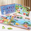 DIY Lern ruhiges Beschäftigungsbuch 4 Themen Cartoon Reise Aufkleberbücher Aufkleberspiel Montessori Klebebuch Spielzeug Geschenke Kinder Kinder