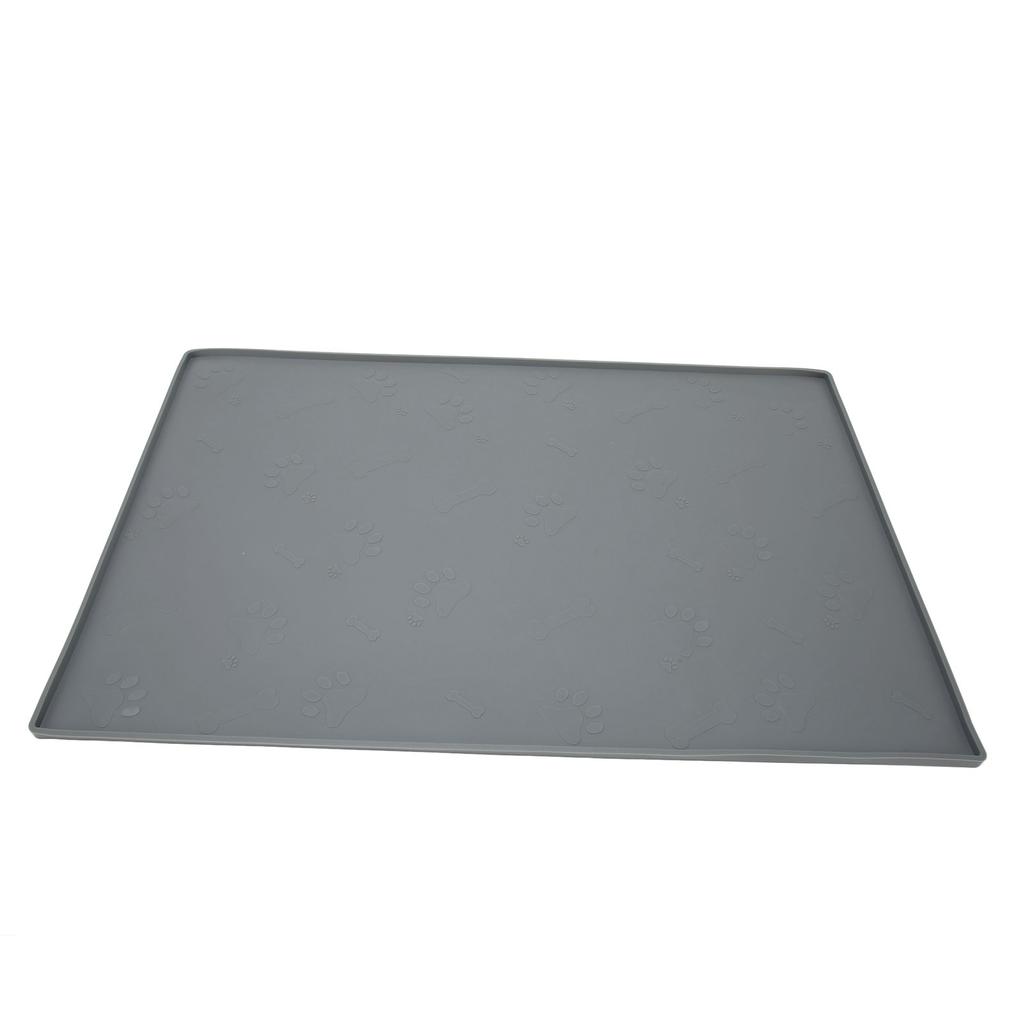 Haustier Futtermatte Spritzschutz Waschbar Spülmaschinenfest Rutschfest Silikon Große Hundedecke für Wasser Futternapf Grau