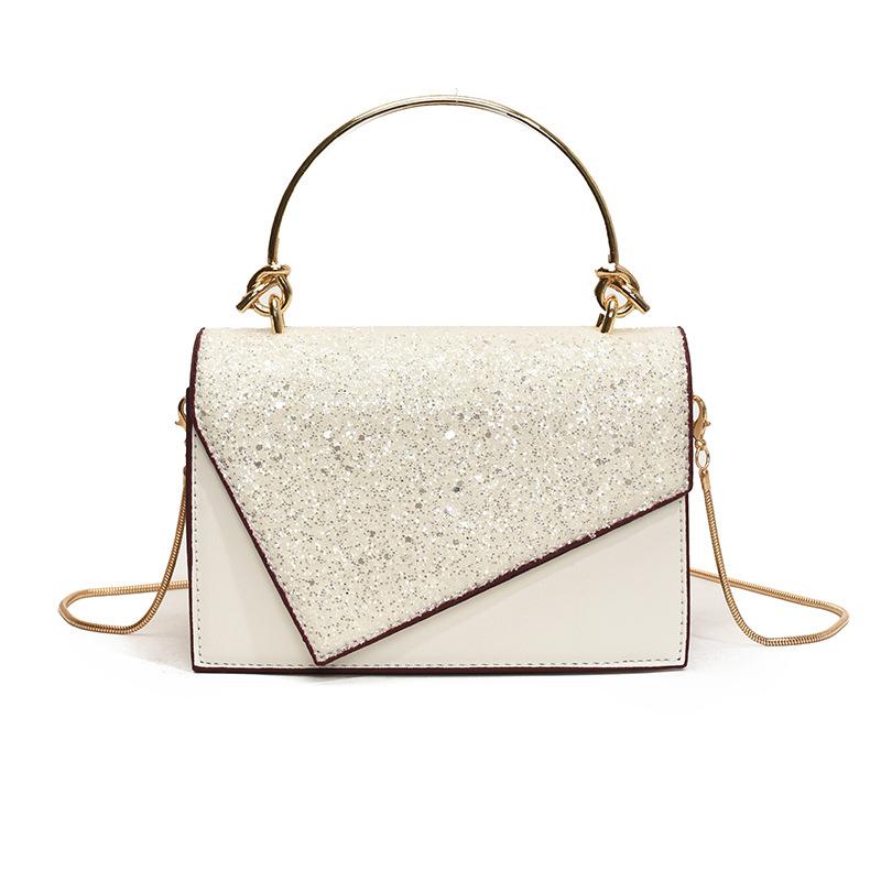 Bag women's new sequined texture portable small square bag fashion chain single shoulder oblique span bag tide