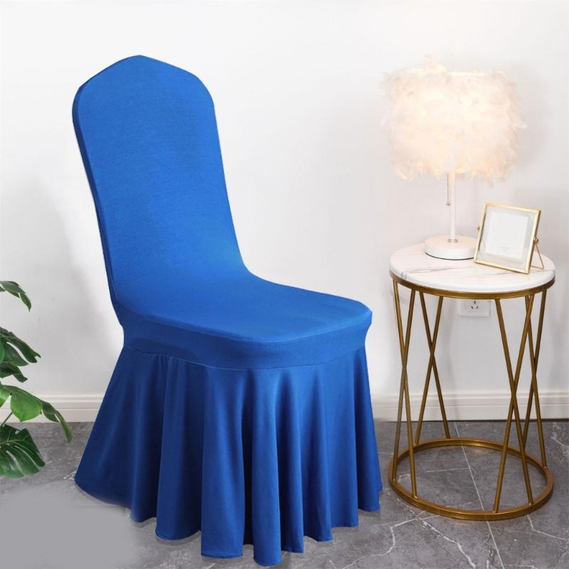 Elastic Dining Chair Cover Sun Skirt Smooth Milk Silk Fabric Breathable Seat Protectors For Wedding Decoration Hotel