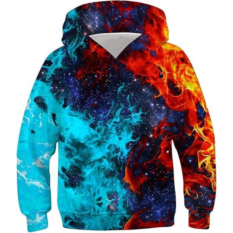 Podzimní Barevný Kreativní Vzor 3D Tištěné Mikiny Módní Ležérní Sportovní Dlouhý Rukáv Dětské Chlapecké Mikiny s Kapucí